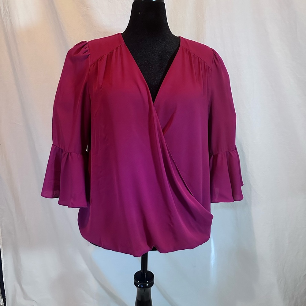 INC International Concepts Fuchsia Wrap Blouse